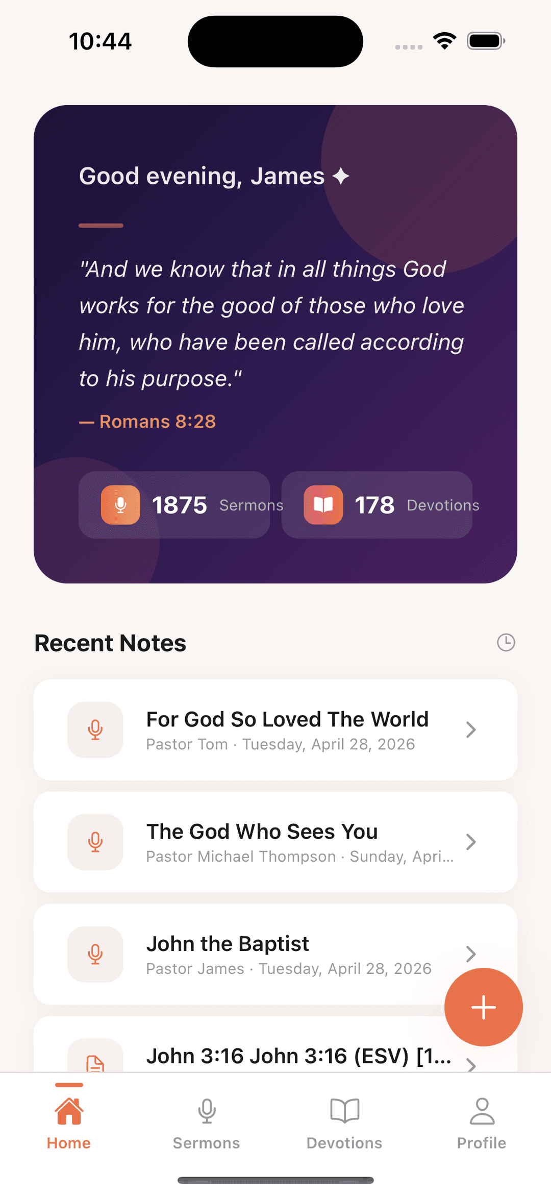 Church Notes sermon notes with auto verse on iPhone